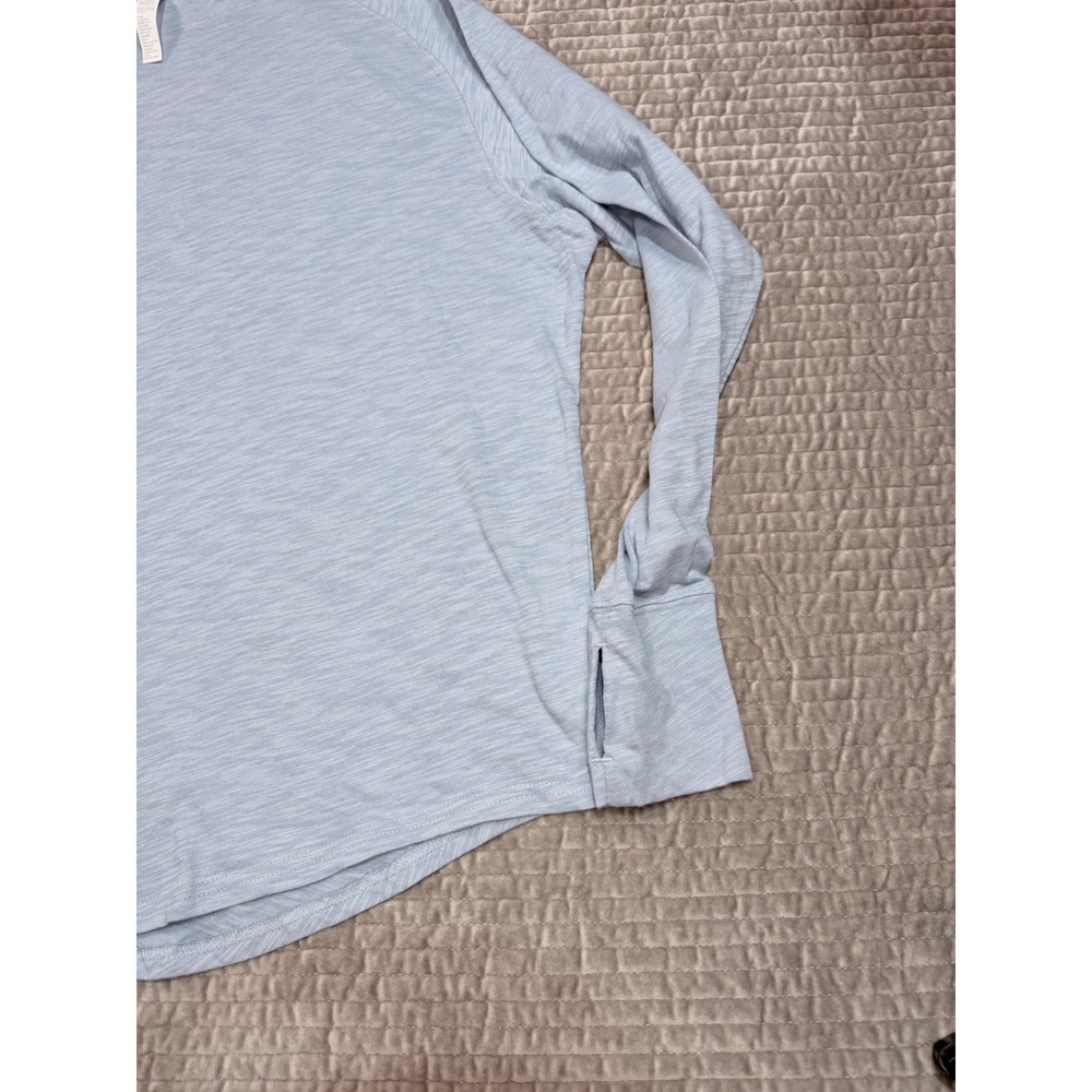 ZELLA Relaxed Washed Long Sleeve Slub Tee with Thumbholes Light Blue Size Large - Picture 3 of 4